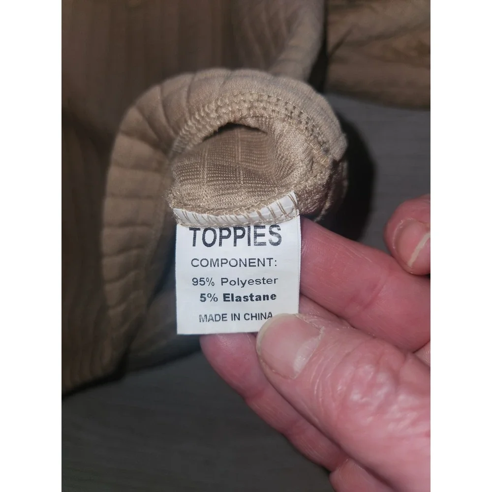 Toppies Tan Quilted Cropped Jacket Snap Collar Utility Pockets Camel‎ Beige L